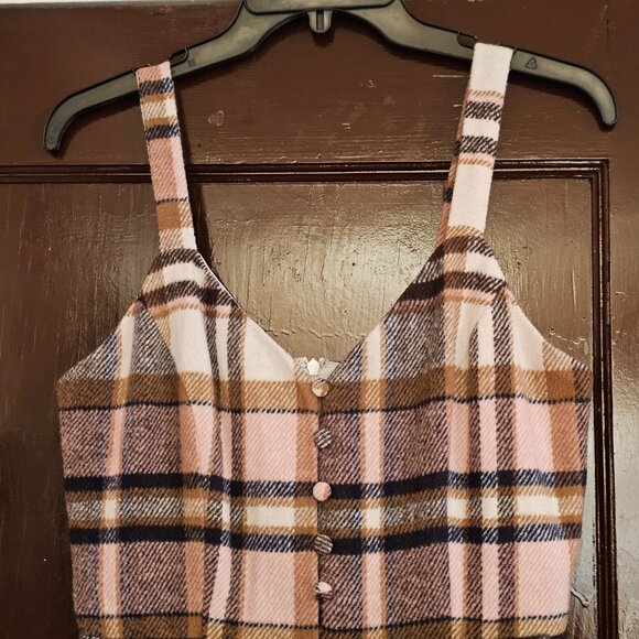 Lulus Women's Skort Order Pink and Cream Plaid Sleeveless Romper (S) - Picture 10 of 12